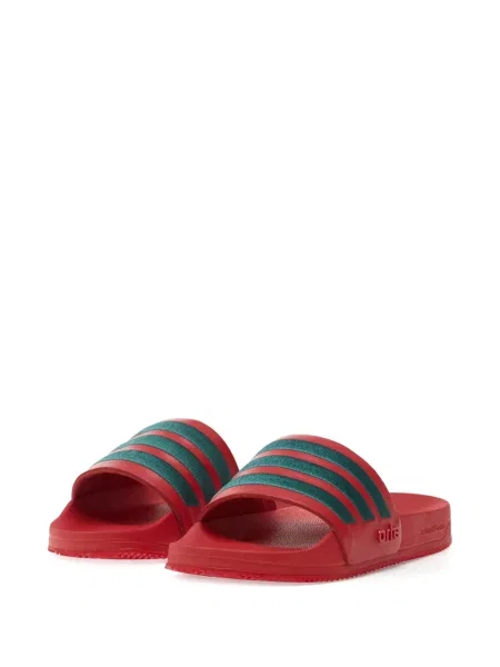 Papuci Adidas cu dungi din țesătură twill negru
