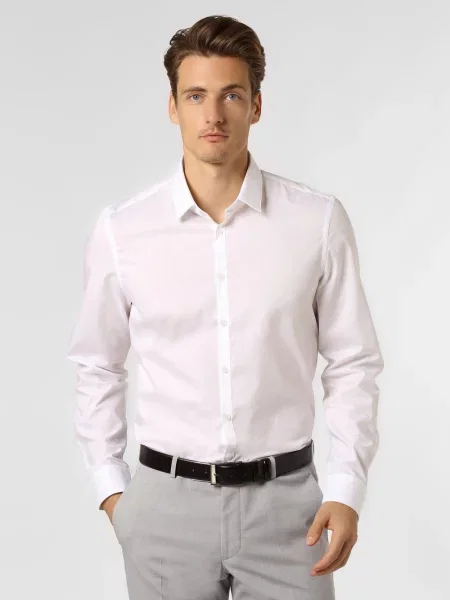 Finshley & Harding London Koszula Mężczyźni Slim Fit kołnierzyk kent biały