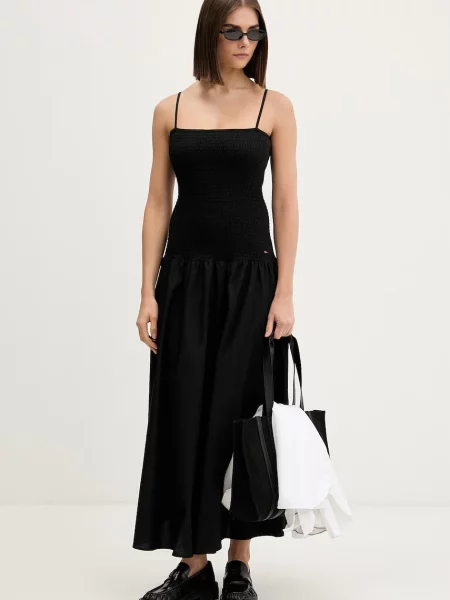 Tommy Jeans rochie evazată din negru
