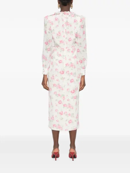 Rochie midi Alessandra Rich cu model floral cu imagine alb