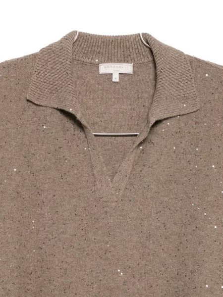 Gulerat tricou polo Antonelli cu paiete maro