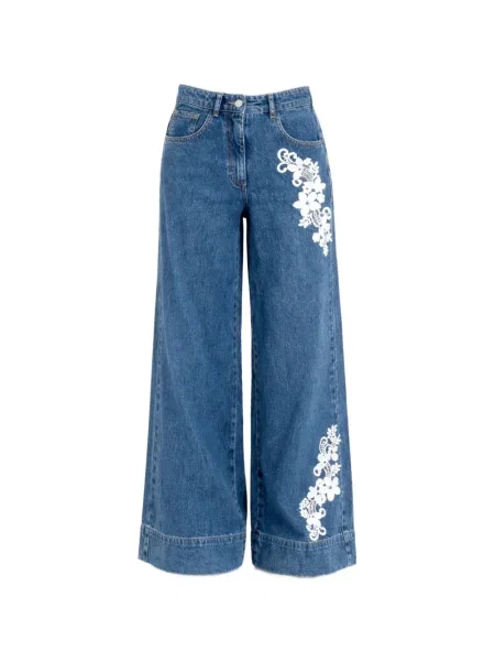 Pantaloni Twinset din dantelă albastru