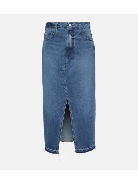 Spódnica jeansowa Frame do kolan niebieska