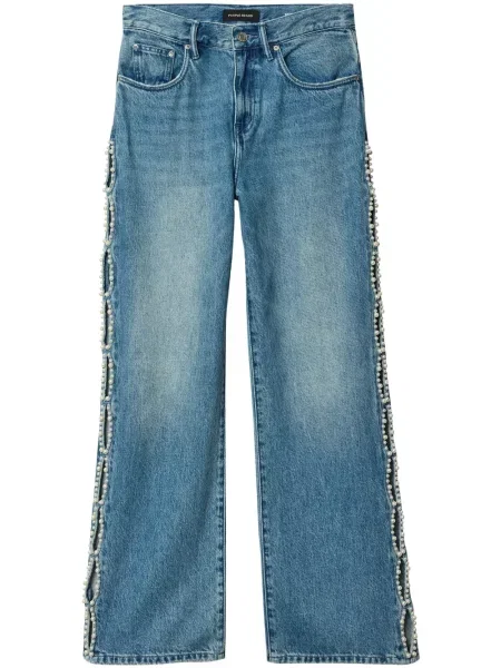 Jeansy Purple Brand z perełkami niebieskie