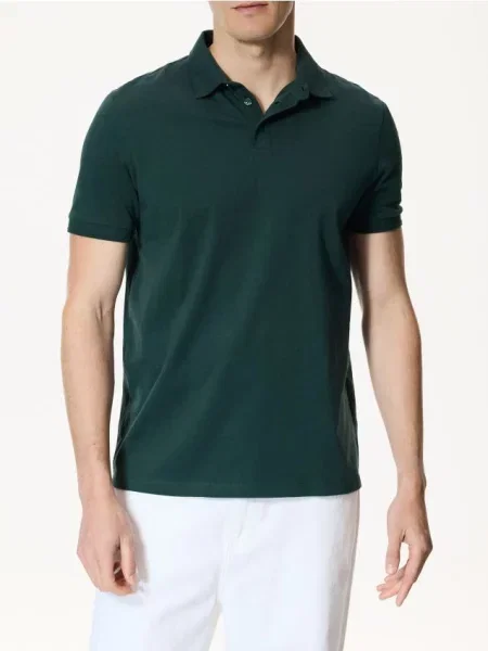 Reserved Tričko polo regular fit tmavozelená