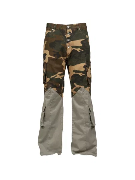 Pantaloni cargo Jun/nakayama cu imagine cu model camuflaj verde