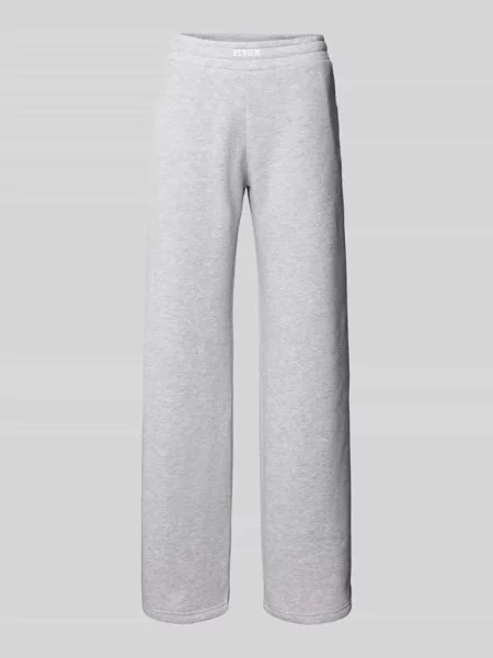 Spodnie dresowe z szeroką nogawką i detalem z logo Review