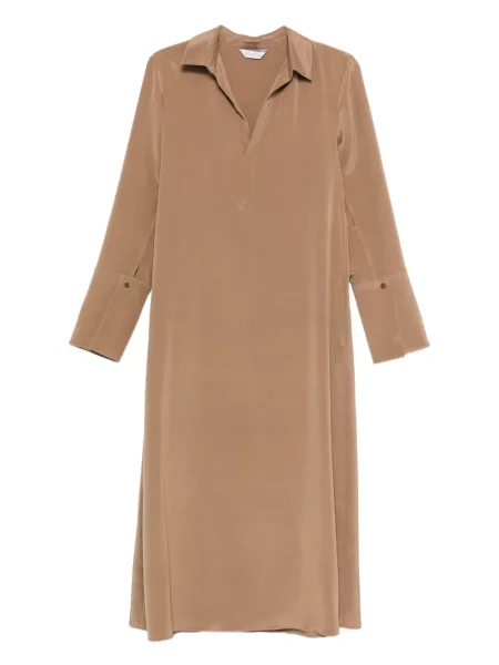 Rochie Max Mara de mătase de costum maro