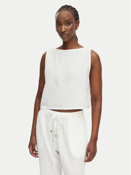 LAUREN RALPH LAUREN Top és nadrág szett Double Gauze fehér