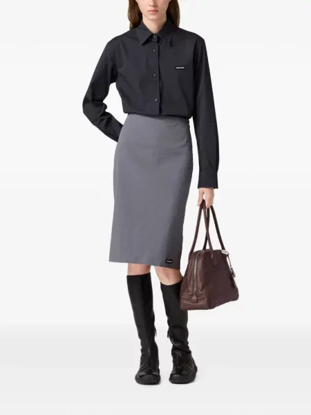 Fustă Miu Miu din poplin gri