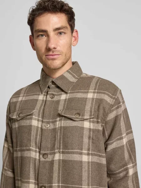 Kurtka koszulowa o kroju regular fit z dodatkiem wełny model ‘LOSEPABLO’ Selected Homme beżowa