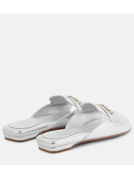 Usnjene mules Christian Louboutin srebrna