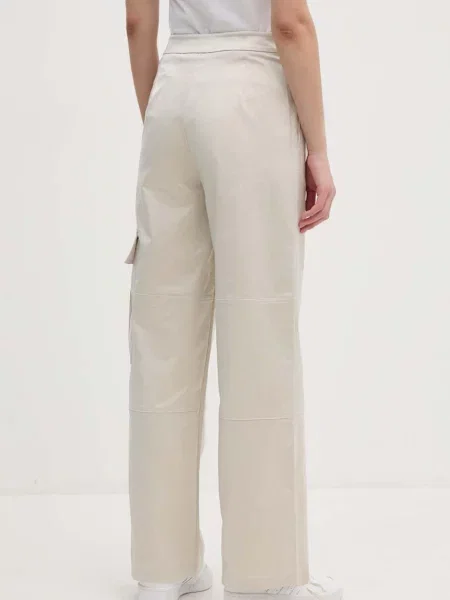 Kalhoty Calvin Klein Jeans široké high waist béžová