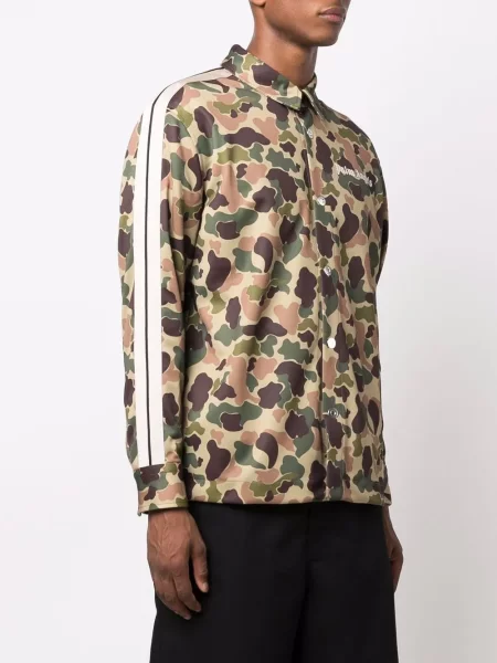 Maskáčová košile Palm Angels s potiskem zelená