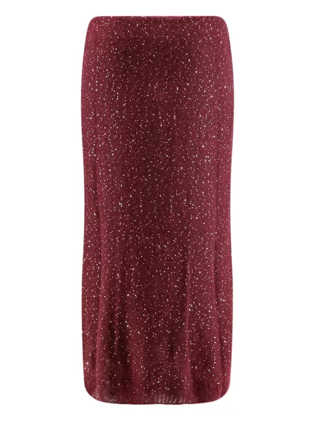 Spódnica midi Nude z cekinami do kolan czerwona