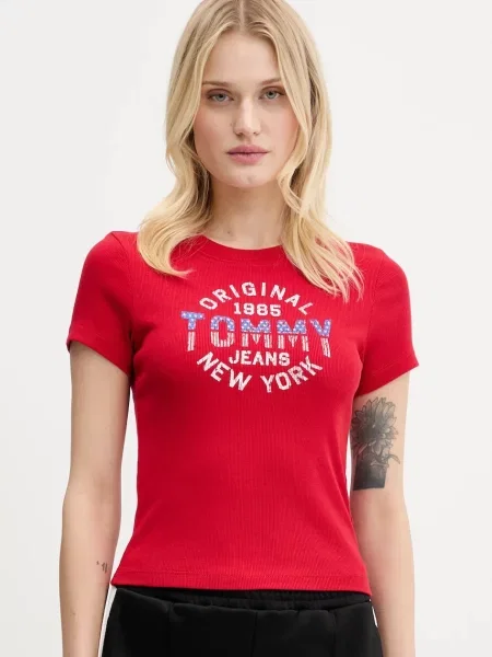 Тениска Tommy Jeans червено