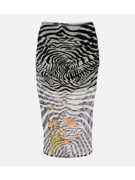 Fustă midi Blumarine cu imagine transparente plasă alb