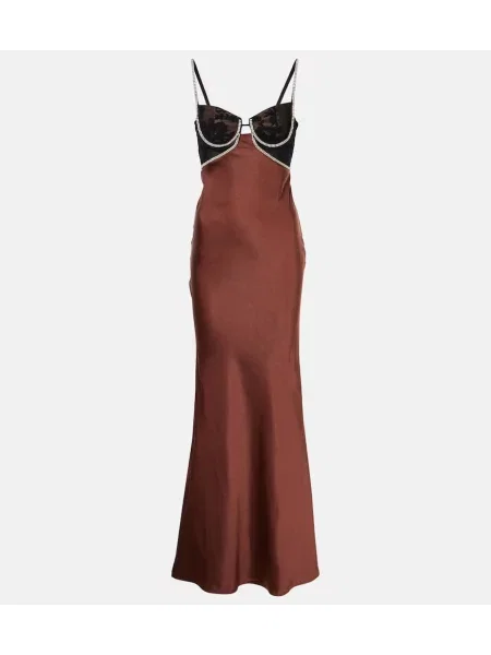 Rochie Self-portrait din satin maro