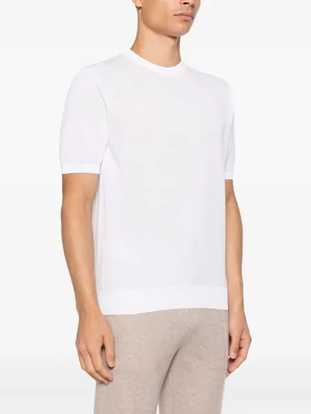 Tricou Doriani Cashmere din cașmir scurt alb