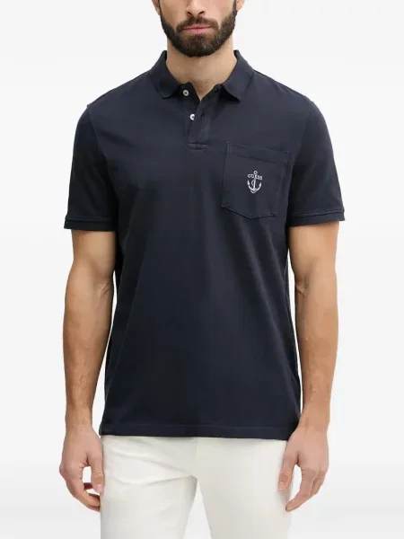 Tricou polo Guess cu autograf albastru