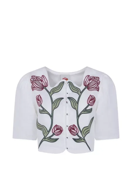 Top Farm Rio cu model floral alb