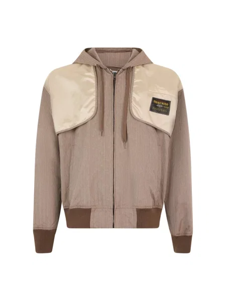 Kurtka bomber Moschino z kapturem brązowy