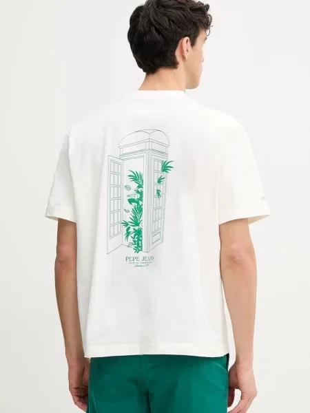 Pepe Jeans póló DOMINIC TEE férfi nyomott mintás fehér