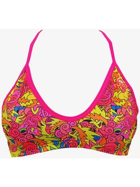Góra od bikini Turbo All Dragon w kolorze różowo-żółtym XL czerwone