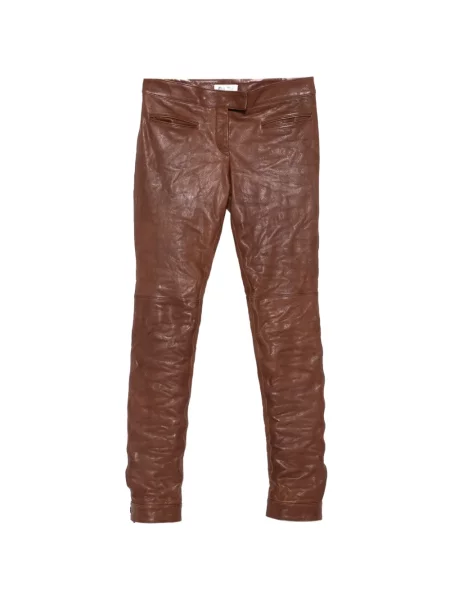 Pantaloni Miu Miu din piele maro