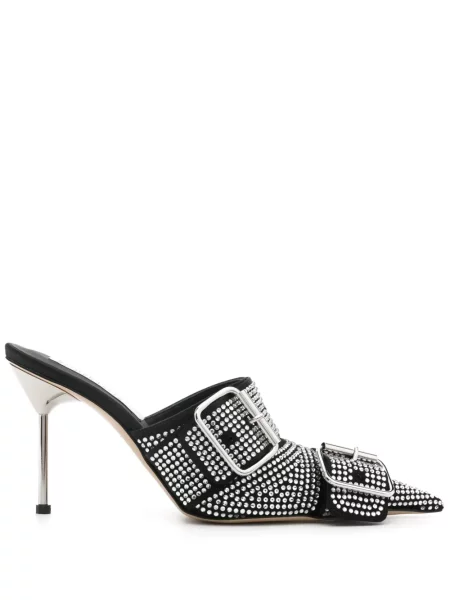 Papuci tip mules Giuseppe Di Morabito de cristal negru