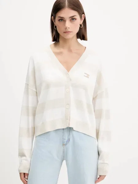 Жилетка Tommy Jeans дамска от лека материя бежово
