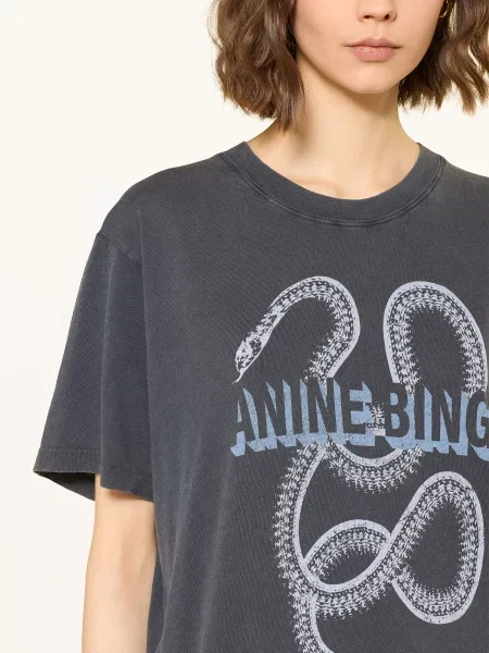 Anine Bing Koszulka Snake schwarz czarna