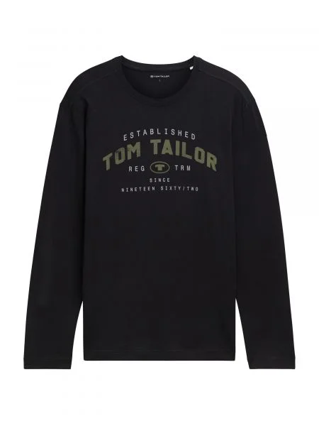 TOM TAILOR Tricou gri / negru alb