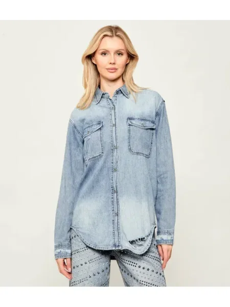 One Teaspoon De blugi cămașă BIRTHDAY EVERYDAY | Oversize fit albastru