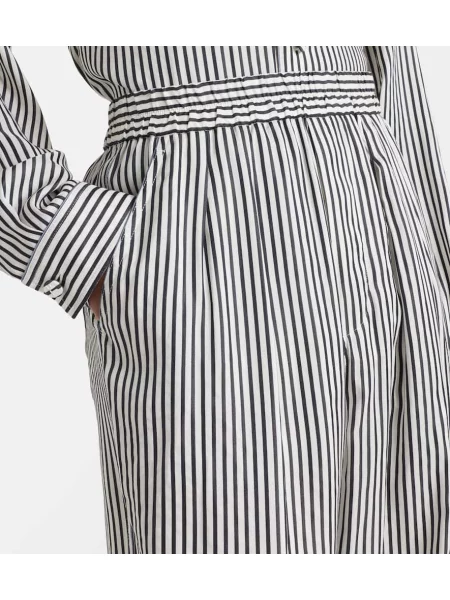 Pantaloni Tom Ford de mătase cu dungi negru