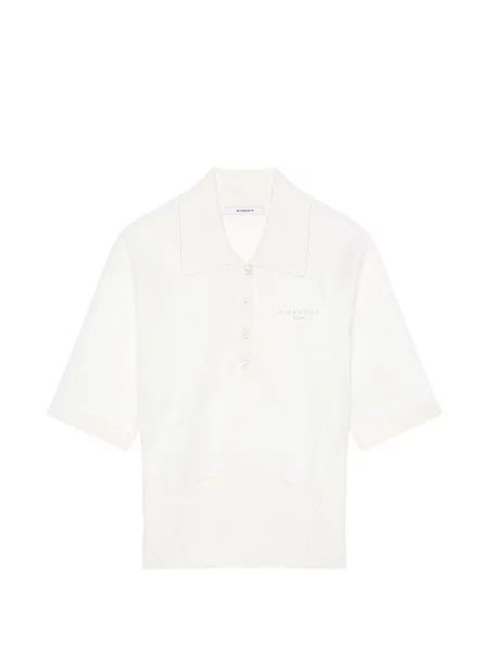 Tricou polo Givenchy de mătase alb