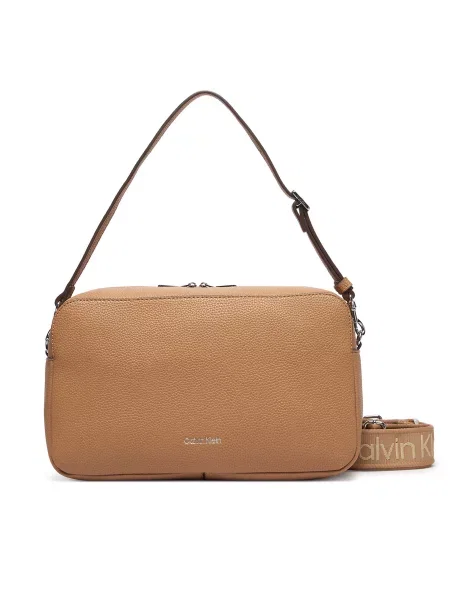 Calvin Klein Geantă Webbing 2X Strap Lg Camera Bag Bej maro