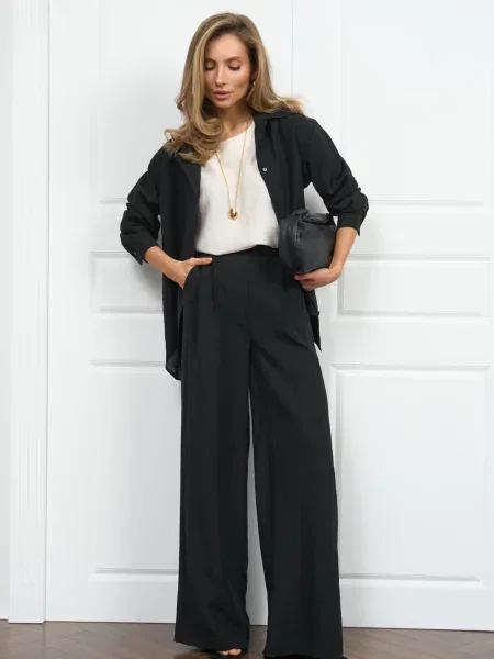 Лляний Костюм TrikoBakh Комплект сорочка+штани чорний