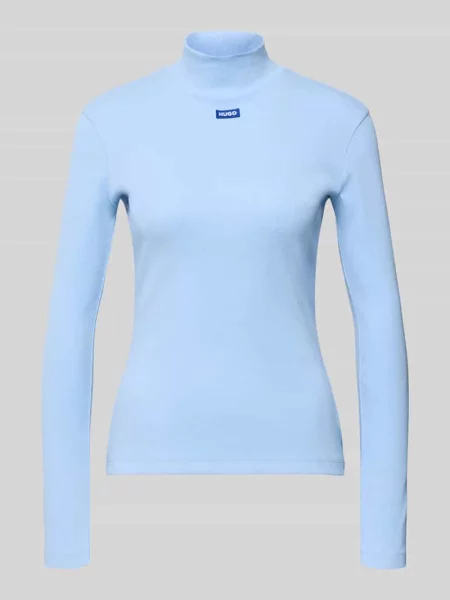 Bluzka z długim rękawem o kroju slim fit z mieszanki bawełny model ‘EASY’ Hugo Blue