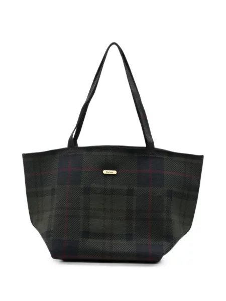 Geantă shopper Barbour în carouri verde