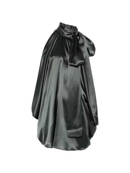 Rochie 7 For All Mankind cu funde din satin verde