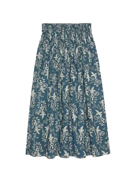 Fustă midi The Great cu model floral albastru