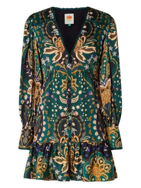 Rochie Farm Rio cu model floral cu imagine verde