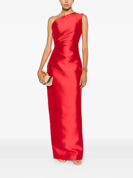 Rochie maxi Solace London cu un umăr gol roșu