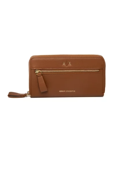 Portfel Armani Exchange skórzany z logo brązowy