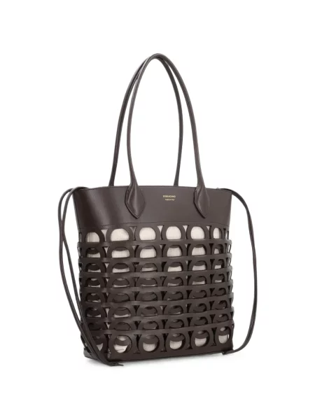Geantă shopper Ferragamo din piele maro