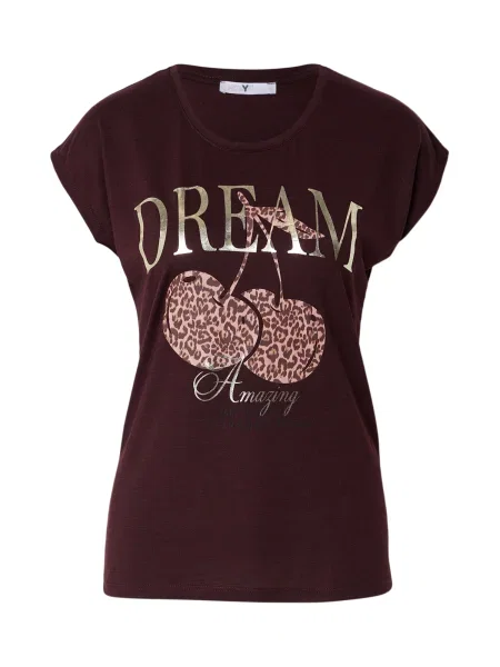 Hailys Tricou / maro închis / auriu / roșu vin bej