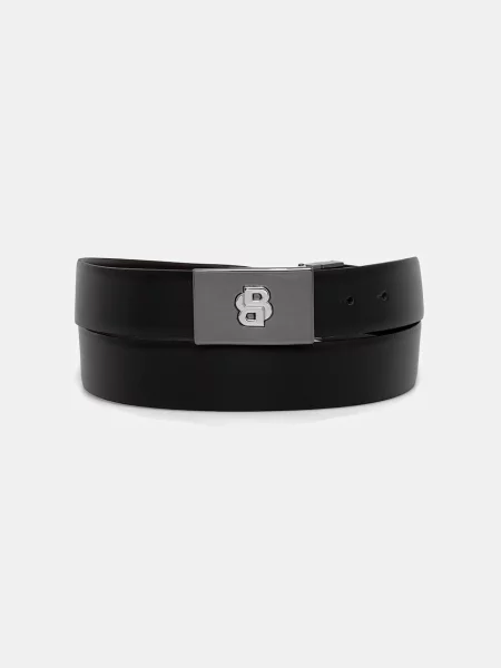 BOSS BLACK din piele cu două fețe negru