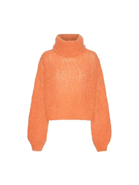 Sweter z golfem Americandreams wełniany pomarańczowy