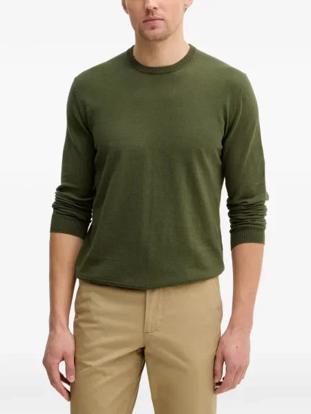 Lung pulover Benetton cu decolteu rotund verde